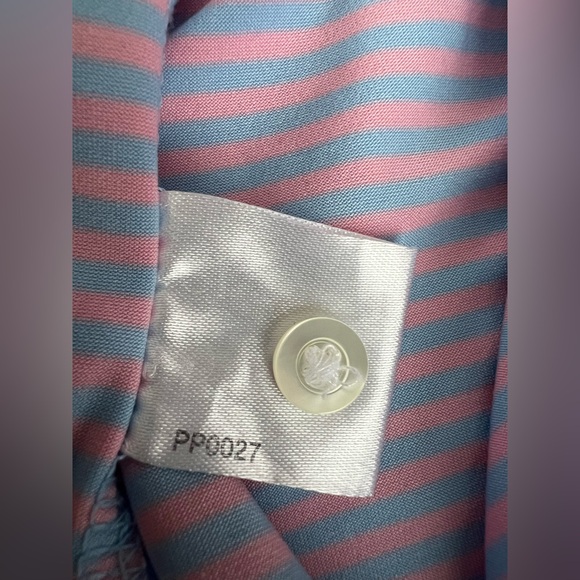 Rhoback Men's Short Sleeve Performance Polo Sz L The Birdie Stripe Pink/blue *** - Picture 13 of 16